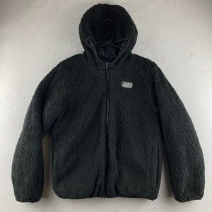 Eddie Bauer Jacket Boys L Large Youth Reversible Sherpa Puffer Full Zip Black